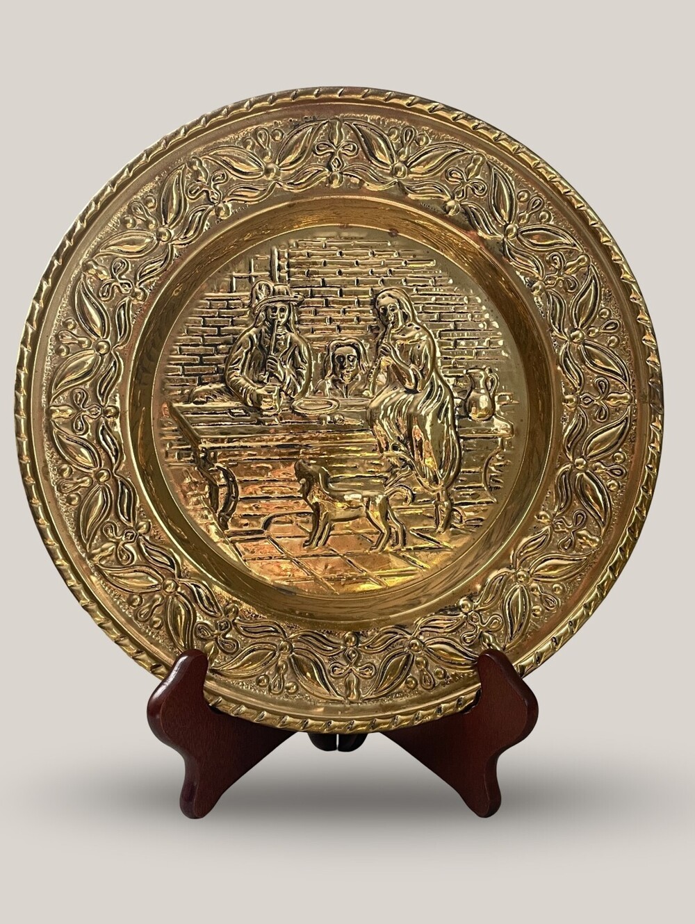 Vintage Holland Brass Embossed Decorative Wall Hanging 12" | Traditional